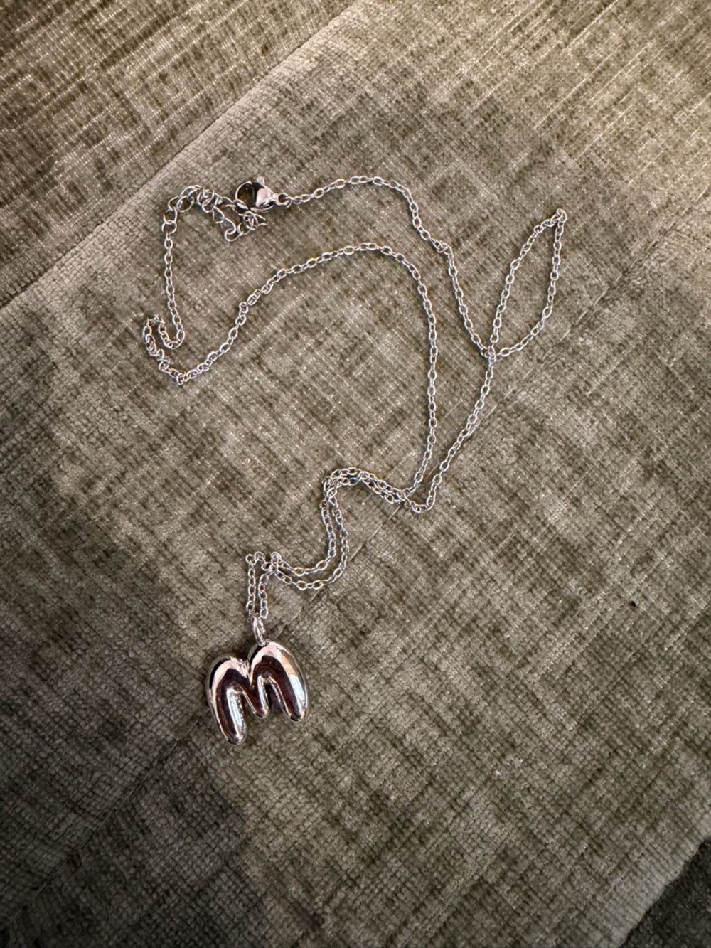 Silver Bubble 'M' Pendant Necklace